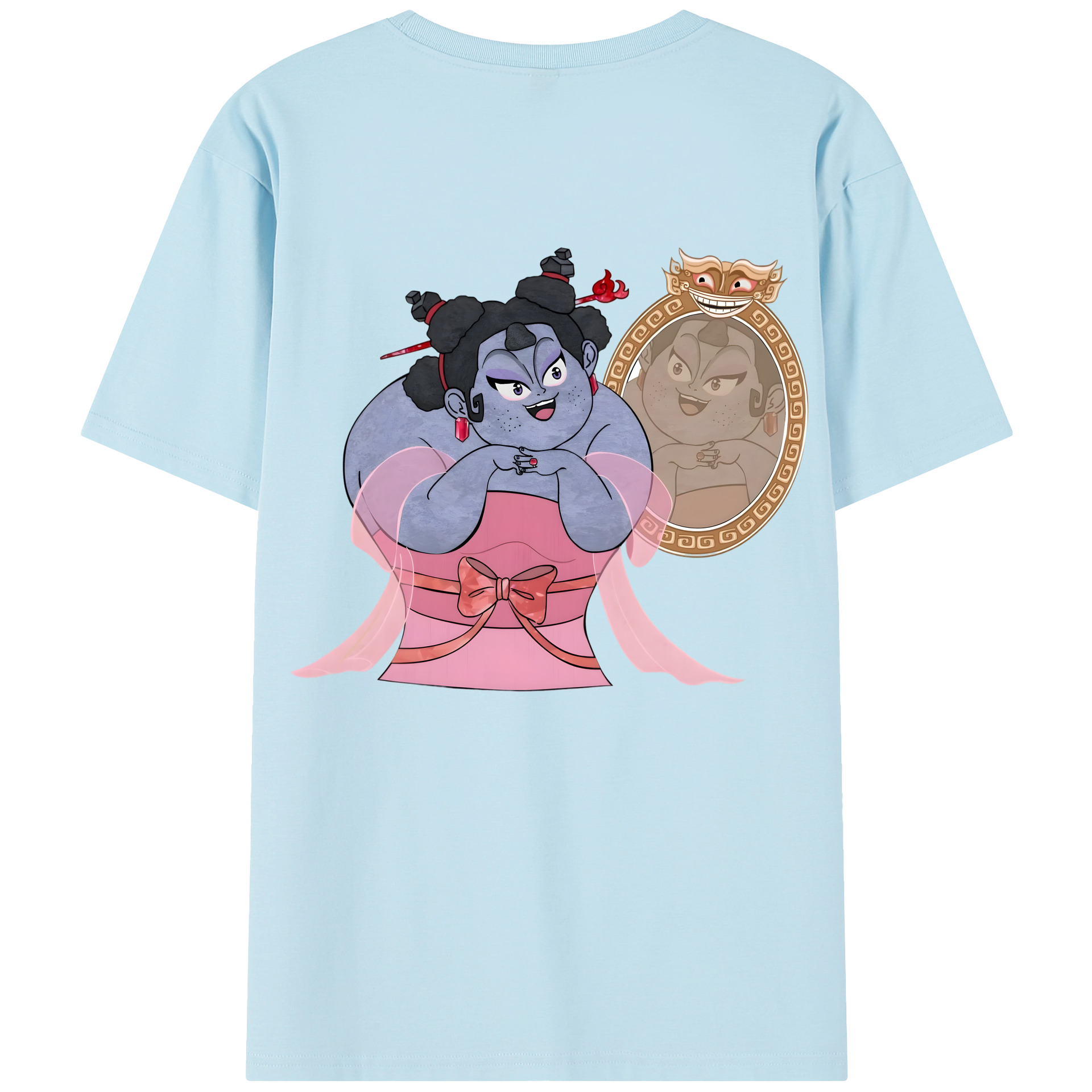 （画像用） Ne Zha 2 ナタ 魔童の大暴れ 綿100％半袖Tシャツ（背面プリント）